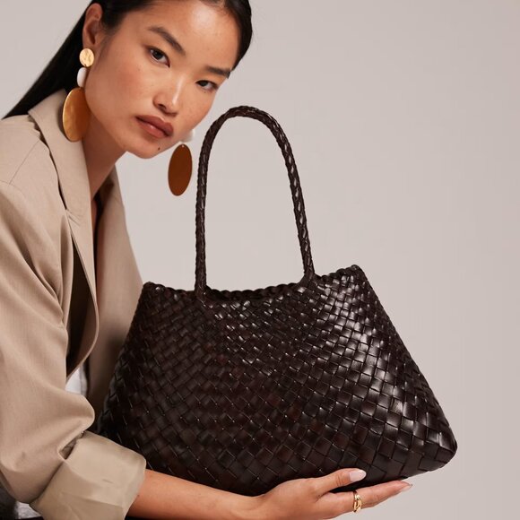 Dragon Diffusion Handbags - Dragon Diffusion Santa Croce big woven leather bag in dark brown